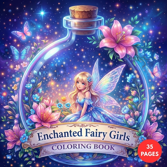 Enchanted Fairy Girls Coloring Book for Adults + Surprise Bonus Pages