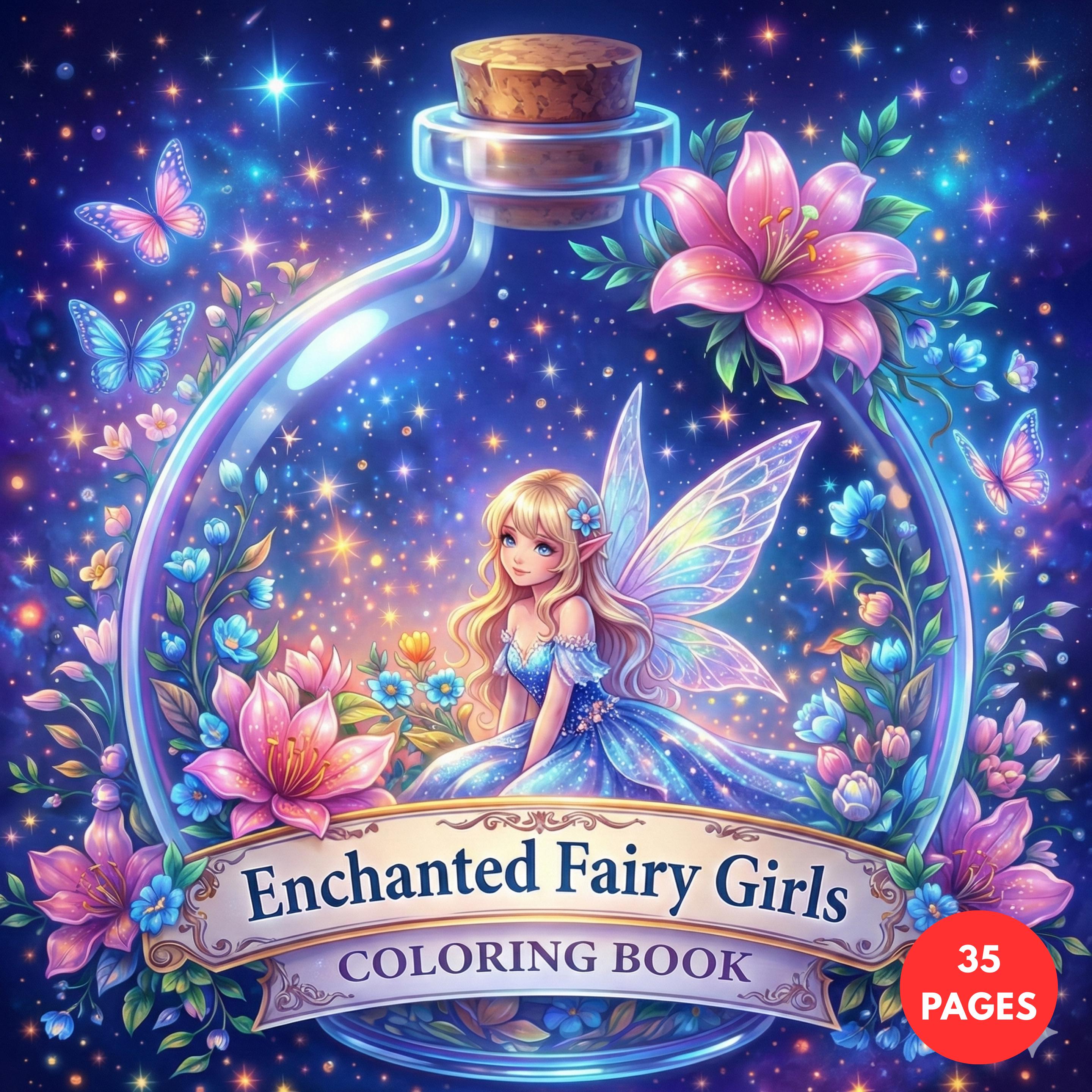 Enchanted Fairy Girls Coloring Book: Portraits of Magic