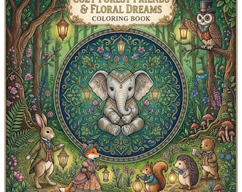 Cozy Forest Friends & Floral Dreams Coloring Book + Surprise Bonus Pages