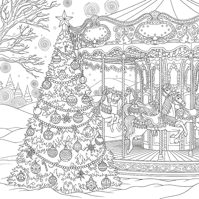 Magical Winter Carousel Coloring Book + Surprise Bonus Pages - Etsy