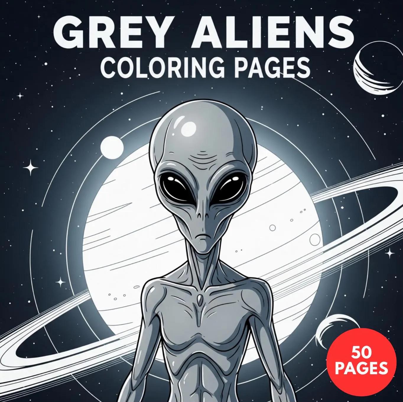 Grey Aliens Coloring Pages — printable PDF coloring book
