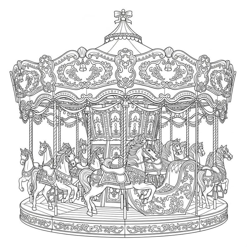Magical Winter Carousel Coloring Book + Surprise Bonus Pages - Etsy