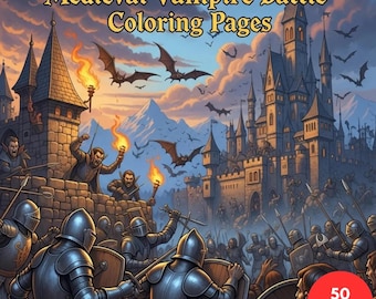 Medieval Vampire Battle Coloring Pages + Surprise Bonus Pages