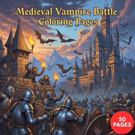 Medieval Vampire Battle Coloring Pages + Surprise Bonus Pages