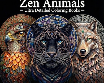 Zen Animals Coloring Book | Ultra Detailed Designs (Digital Download)