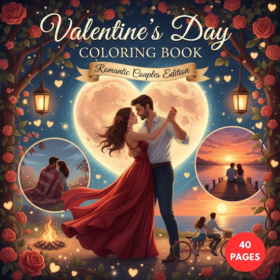 Valentine’s Day Coloring Book – Romantic Couples Edition + Surprise Bonus Pages