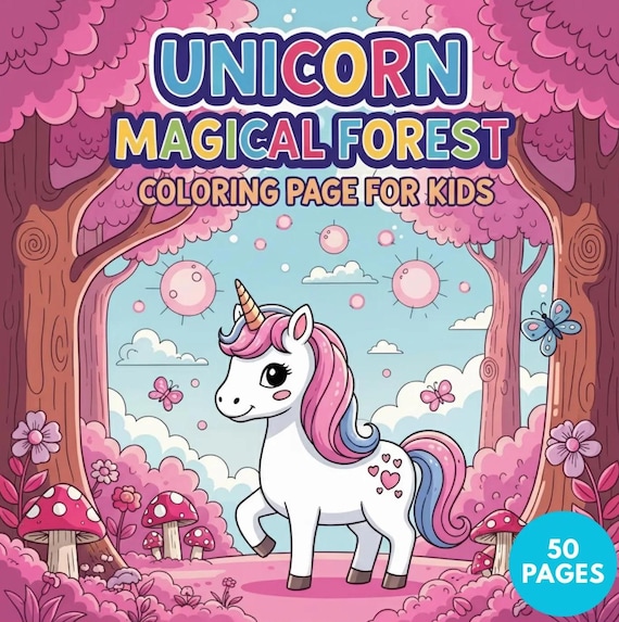 Unicorn Magical Forest Coloring Page for Kids + Surprise Bonus Pages
