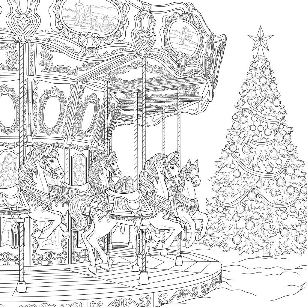 Magical Winter Carousel Coloring Book + Surprise Bonus Pages - Etsy