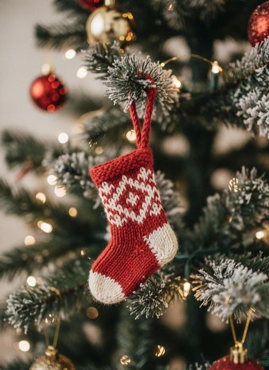 Mini Christmas Stocking Knitting Pattern PDF (10cm/4in) • Fair Isle ...