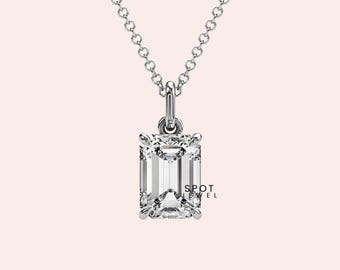Dainty Moissanite Necklace, Moissanite Solitaire Diamond Necklace, Plated Solitaire Pendant, Single Plated Necklace, Necklace With Chain