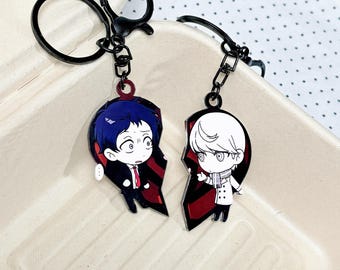 Persona 4 Persona 5 Schlüsselanhänger Set Fanmade Goro Akechi Adachi Passender Herz Charm