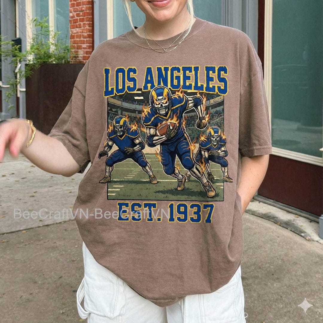 Skeleton Rams Logo Los Angeles Rams Retro Football Shirt, Skeleton Player Vintage Tee ...