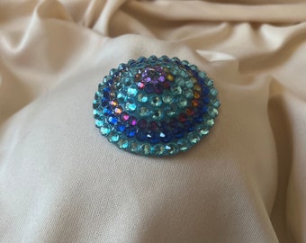 Light Blue, Sapphire, Blue Volcano Rhinestoned Round 2 Inch Pastie // 3D Printed Pastie with Tassel Attachment