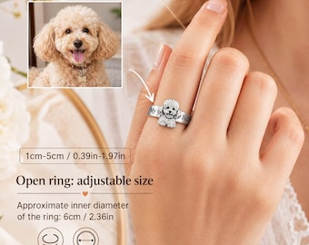 Custom Pet Portrait Ring, Personalized Stainless Steel Pet Memorial Jewelry