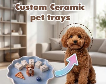 Personalized Ceramic Pet plate, Custom Name, Dog Cat Keepsake Gift, Food Safe Tray