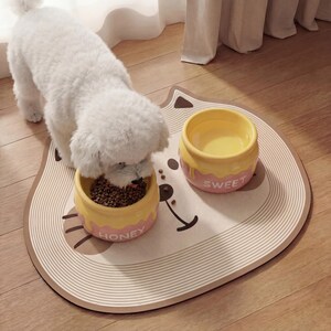 Bol pour animal de compagnie en céramique, pot de miel, bol d'eau surélevé pour chat, mangeoire pour petit chien image 5