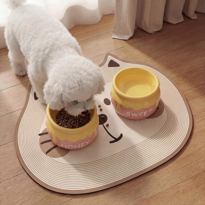 Bol pour animal de compagnie en céramique, pot de miel, bol d'eau surélevé pour chat, mangeoire pour petit chien image 5