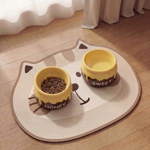 Bol pour animal de compagnie en céramique, pot de miel, bol d'eau surélevé pour chat, mangeoire pour petit chien image 4