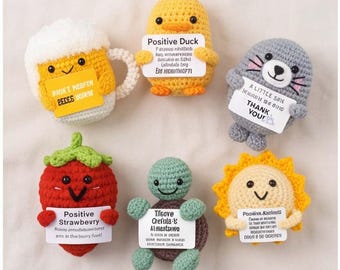 Handmade Crochet Animals, Desk Buddy, Emotional Support Plush, Pocket Hug, Yarn Toy