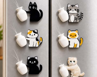 Imán para nevera con forma de bigotes de gato - Decoración acrílica para gatos - Almacenamiento de bigotes de gato