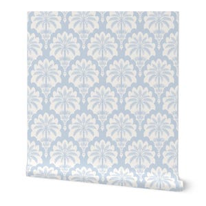 Palm Tree Scallops country air blue wallpaper, coastal scallop wallpaper, medium scale, WP#79