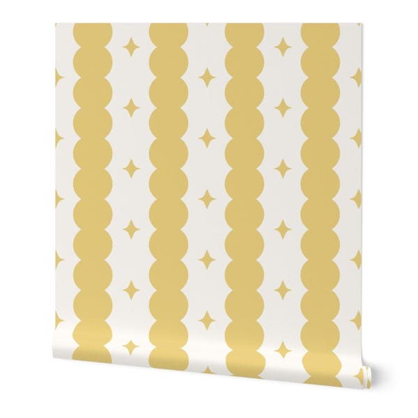 Bubble Scallop Diamond Wallpaper, Playful Modern Stripe Decor, WP#24