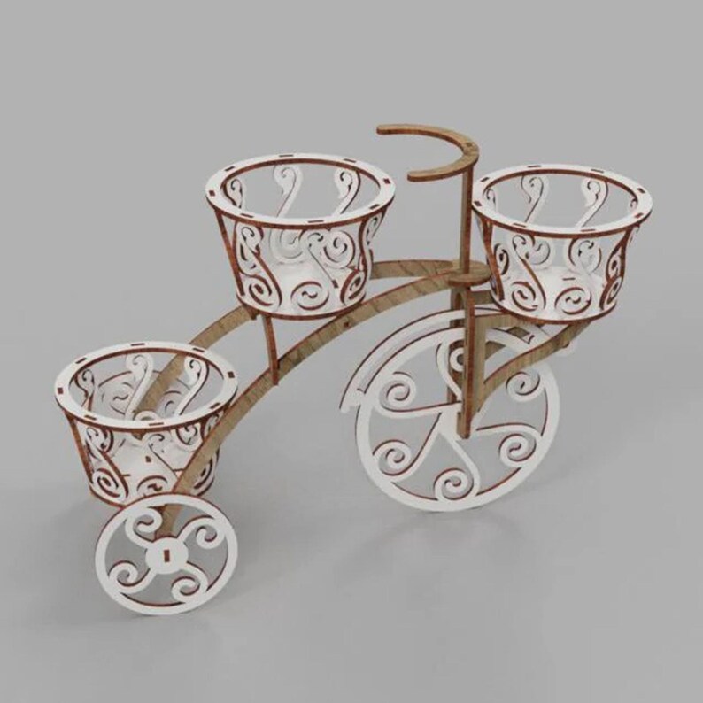 Tricycle Flower Stand Laser Cut DXF Files Cute Wooden Flower Pot DXF Tricycle Flower Stand Laser Cut DXF Files Cute Wooden Flower Pot DXF