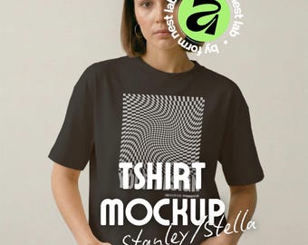 Black Stanley/Stella Stella Nova Mockup, Standing Model Mockup, Affinity & Canva, Clean Pose 02