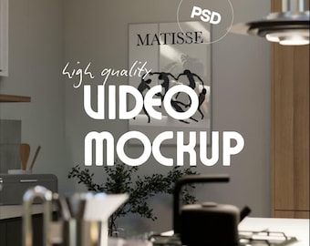 A0 Kitchen Niche Perspective Video Mockup PSD