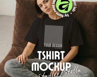 Stanley/Stella Stella Nova Mockup Black, T-Shirt Model Mockup, Affinity & Canva, Clean Pose 01