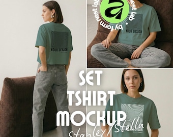 Green Bay Love Stanley/Stella Stella Nova Mockup Pack, 3 Model Poses, Set Front Back Posed