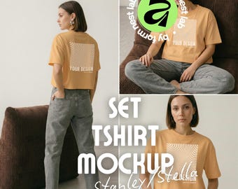 Nispero Love Stanley/Stella Stella Nova Mockup Pack, 3 Model Poses, Set Front Back Posed