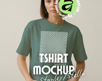 Green Bay Stanley/Stella Stella Nova Mockup, Standing Model Mockup, Affinity & Canva, Clean Pose 02