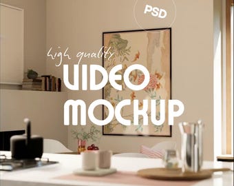 A0 Vertical Video Mockup PSD – Dining Room next to Fireplace & Dining Table