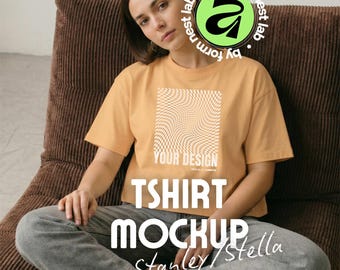Stanley/Stella Stella Nova Mockup Nispero, T-Shirt Model Mockup, Affinity & Canva, Clean Pose 01