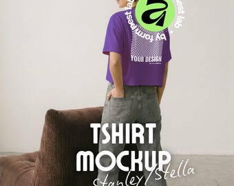 Purple Love Stanley/Stella Stella Nova Mockup, Back View Model Mockup, Affinity & Canva, Clean Pose 03