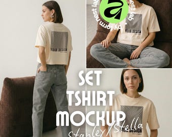 Natural Raw Love Stanley/Stella Stella Nova Mockup Pack, 3 Model Poses, Set Front Back Posed