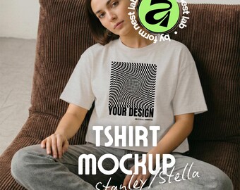 Stanley/Stella Stella Nova Mockup French Navy, T-Shirt Model Mockup, Affinity & Canva, Clean Pose 01