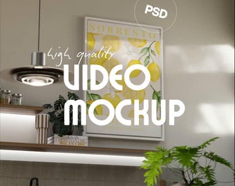 A0 Kitchen Video Mockup PSD – Shelf Perspective
