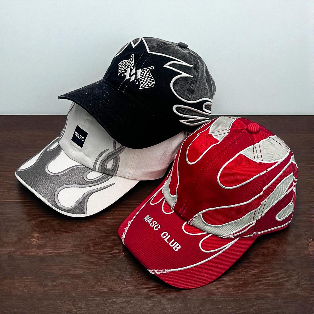 Flame Design Vintage Style Retro Baseball Cap - Cotton Y2K 90s Hat