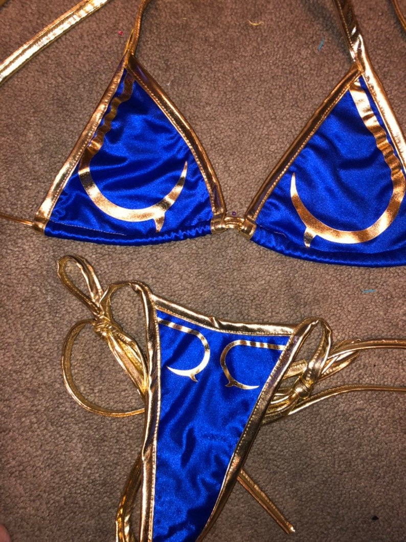 Chun Li Bikini Thong Bikini Cosplay Set Etsy 