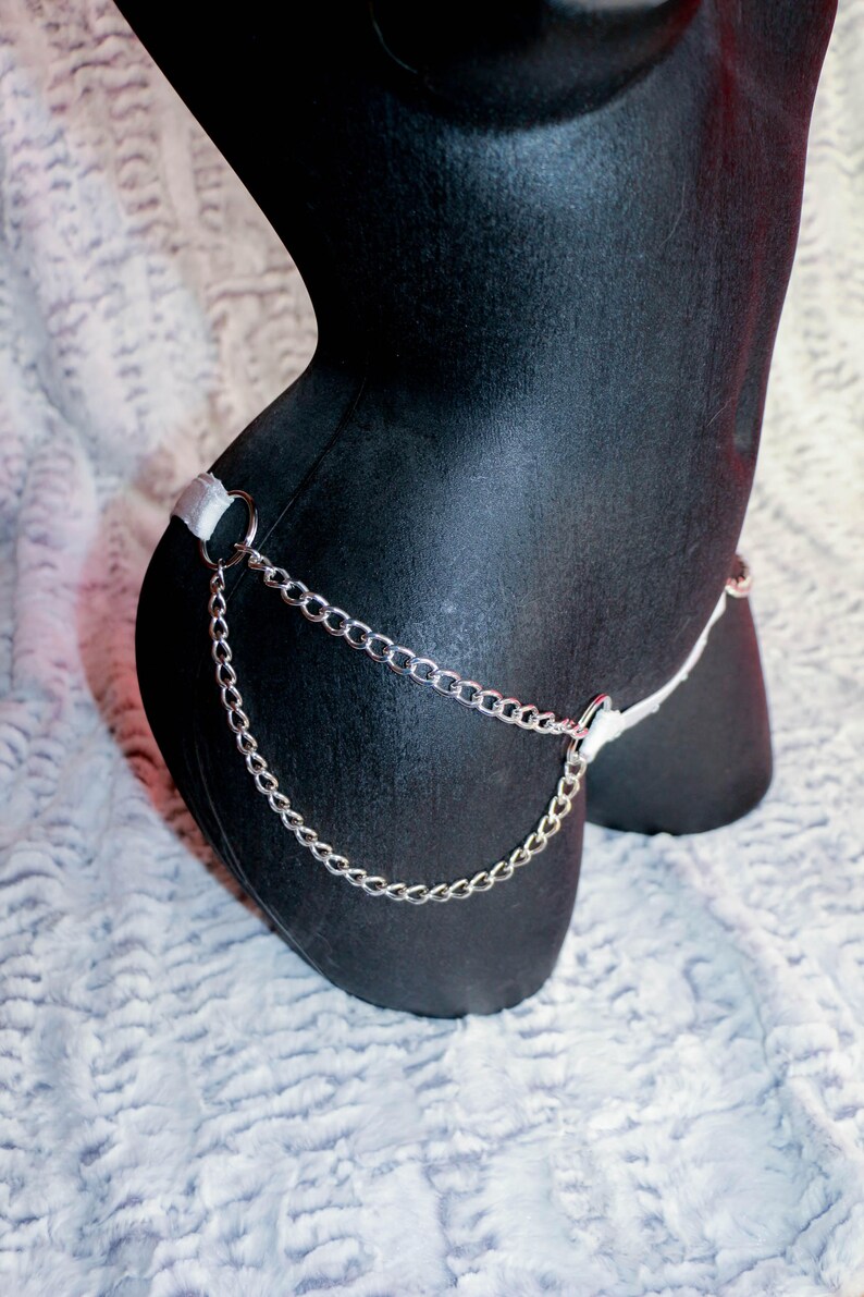 Sexy Wide Strap Double Chain Thongs With Rhinestones Etsy