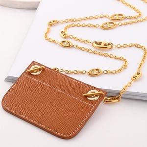 Metal Leather Purse Strap, Epsom leather Shoulder Bag Strap, Crossbody Handbag Strap, Wallet Insert with Chain, For Constance Slim Wallet