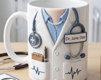 Benutzerdefinierte Name Doktor Akzentbecher, medizinische Kaffeetasse, Geschenk für Doktoranwärter, Doktor-Abschlussgeschenk, personalisierte Krankenschwester & Arzt-Tasse