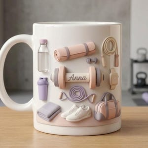 Personalizowany ceramiczny kubek fitness, kubek do kawy z niestandardowym imieniem, prezent dla miłośnika siłowni