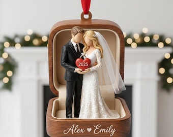 Custom Marriage Proposal Wood Ornament, 2D Flat Couple  Engagement Gift, She Said Yes Acrylic Ornament, Happy Valentine's Day Gift