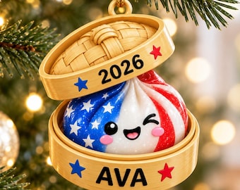 Personalized Dumpling Ornament, Custom Name Keepsake, Cute Kawaii Food Gift, Squishy Christmas Decor, Kids Decor Hanging, Squishy Ornament