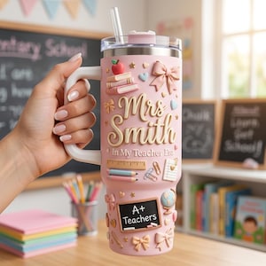 Personalized Teacher Tumbler, Custom Classroom Travel Mug, Back to School Appreciation Gift 5