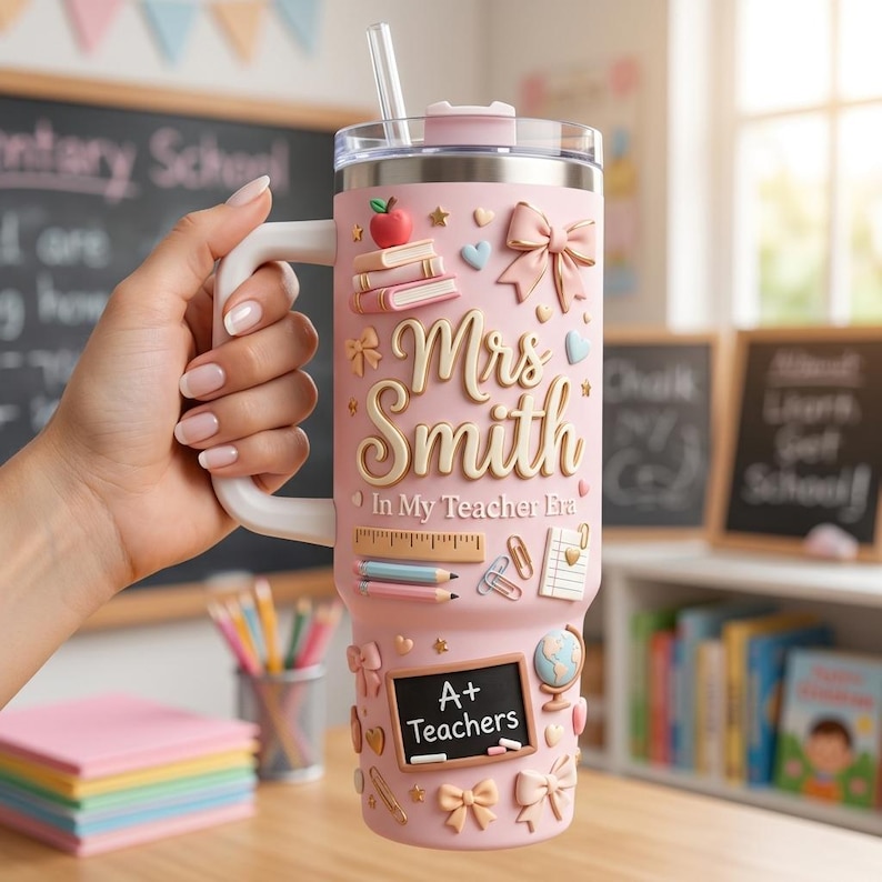 Personalized Teacher Tumbler, Custom Classroom Travel Mug, Back to School Appreciation Gift 5