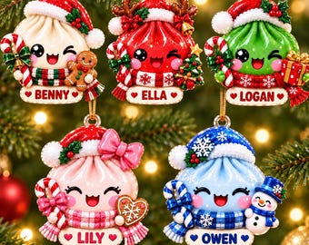 Personalized Dumpling Ornament, Custom Name Dim Sum Keepsake, Asian Food Christmas Gift, Cute Foodie Decor, Holiday Tree Hanging Kawaii Gift